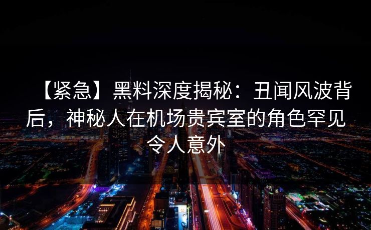 【紧急】黑料深度揭秘：丑闻风波背后，神秘人在机场贵宾室的角色罕见令人意外