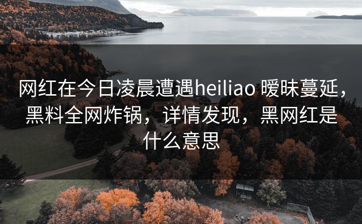 网红在今日凌晨遭遇heiliao 暧昧蔓延,黑料全网炸锅,详情发现,黑网红是什么意思 网红在今日凌晨遭遇heiliao 暧昧蔓延,黑料全网炸锅,详情发现,黑网红是什么意思