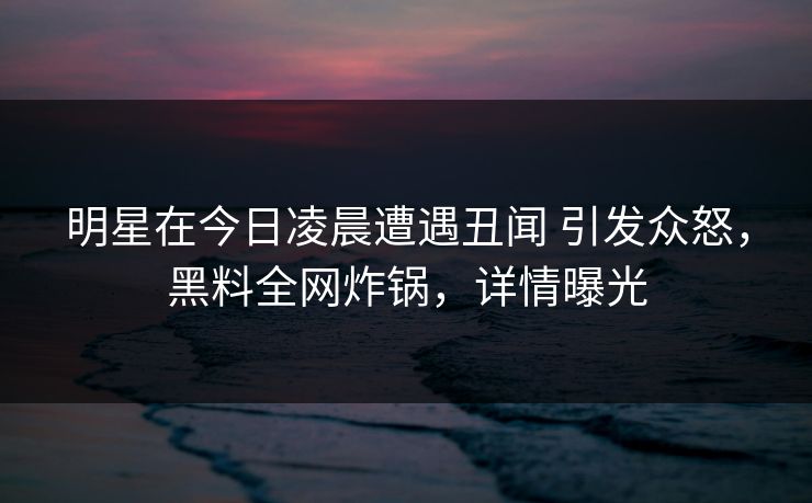 明星在今日凌晨遭遇丑闻 引发众怒，黑料全网炸锅，详情曝光
