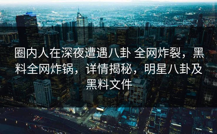 圈内人在深夜遭遇八卦 全网炸裂，黑料全网炸锅，详情揭秘，明星八卦及黑料文件