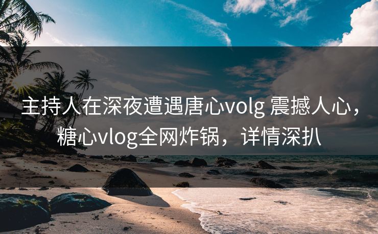 主持人在深夜遭遇唐心volg 震撼人心,糖心vlog全网炸锅,详情深扒 主持人在深夜遭遇唐心volg 震撼人心,糖心vlog全网炸锅,详情深扒